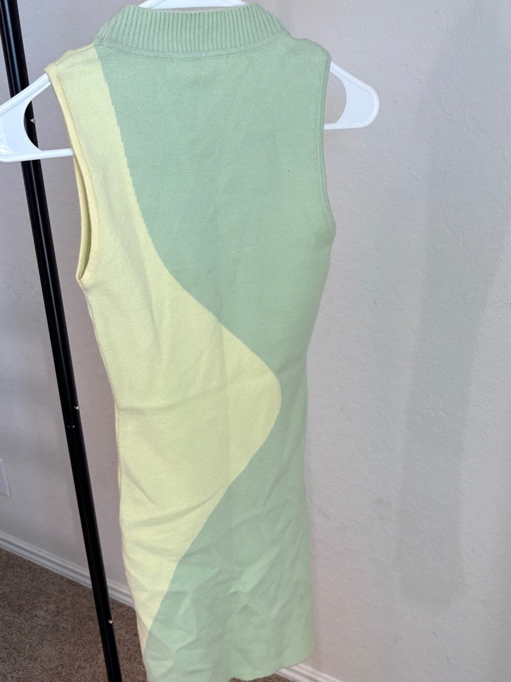 Peppermayo Colorblock Knit Tank Dress in Sage Green and Pale Yellow - Picture 5 of 5